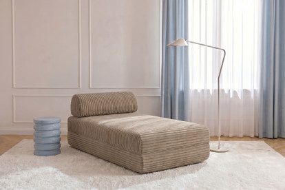 Méridienne convertible et modulable, mousse écologique et assise ferme  - Velours côtelé XL Marron