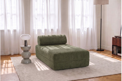 Méridienne non convertible et modulable - Velours côtelé XL Vert