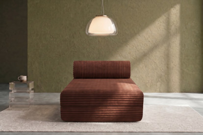 Méridienne convertible et modulable, mousse écologique et assise ferme  - Velours côtelé XL Terracotta