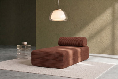 Méridienne convertible et modulable, mousse écologique et assise ferme  - Velours côtelé XL Terracotta