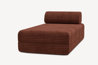 Méridienne convertible et modulable, mousse écologique et assise ferme  - Velours côtelé XL Terracotta