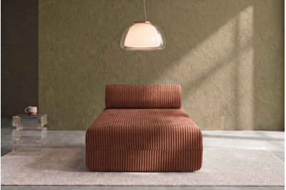 Méridienne non convertible et modulable - Velours côtelé XL Terracotta