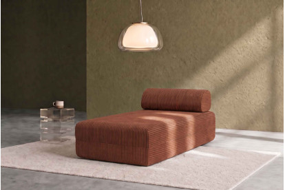 Méridienne non convertible et modulable - Velours côtelé XL Terracotta
