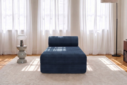 Méridienne convertible et modulable, mousse écologique et assise ferme  - Velours côtelé XL Bleu