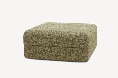 Pouf convertible et modulable, mousse écologique et assise ferme  - Tissu tweed Vert