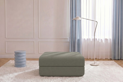 Pouf convertible et modulable, mousse écologique et assise ferme  - Tissu lisse Taupe