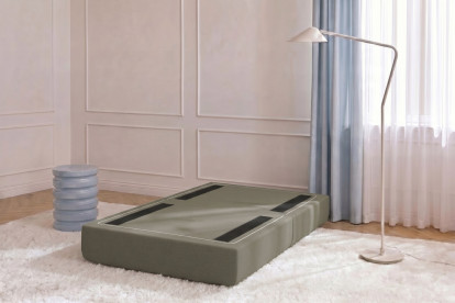 Pouf convertible et modulable, mousse écologique et assise ferme  - Tissu lisse Taupe
