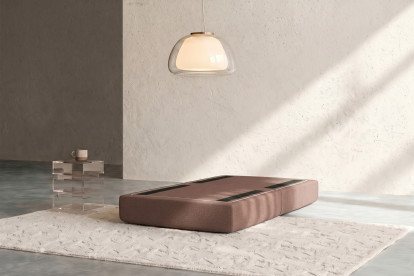 Pouf convertible et modulable, mousse écologique et assise ferme  - Tissu lisse Terracotta