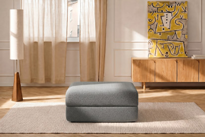 Pouf convertible et modulable, mousse écologique et assise ferme  - Tissu lisse Gris