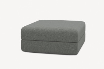 Pouf convertible et modulable, mousse écologique et assise ferme  - Tissu lisse Gris