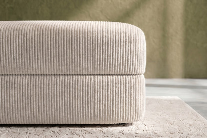 Pouf convertible et modulable, mousse écologique et assise ferme  - Velours côtelé Blanc