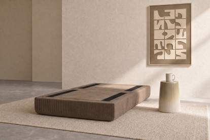 Pouf convertible et modulable, mousse écologique et assise ferme  - Velours côtelé Taupe