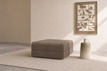 Pouf convertible et modulable, mousse écologique et assise ferme  - Velours côtelé Taupe