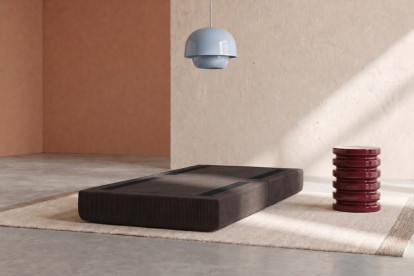 Pouf convertible et modulable, mousse écologique et assise ferme  - Velours côtelé Marron