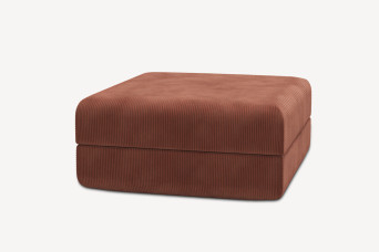 Pouf convertible et modulable, mousse écologique et assise ferme  - Velours côtelé Terracotta