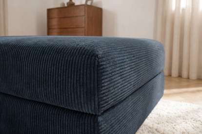 Pouf convertible et modulable, mousse écologique et assise ferme  - Velours côtelé Bleu