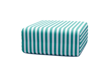 Pouf modulable, mousse écologique et assise ferme  - Tissu extérieur à rayures, blanc et bleu turquoise