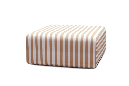 Pouf modulable, mousse écologique et assise ferme  - Tissu extérieur à rayures, blanc et marron