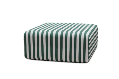 Pouf modulable, mousse écologique et assise ferme  - Tissu extérieur à rayures, blanc et vert foncé