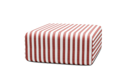 Pouf modulable, mousse écologique et assise ferme  - Tissu extérieur à rayures, blanc et rouge