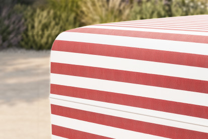 Pouf modulable, mousse écologique et assise ferme  - Tissu extérieur à rayures, blanc et rouge