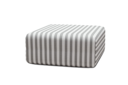Pouf modulable, mousse écologique et assise ferme  - Tissu extérieur à rayures, blanc et gris