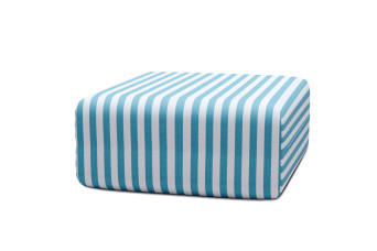 Pouf modulable, mousse écologique et assise ferme  - Tissu extérieur à rayures, blanc et bleu