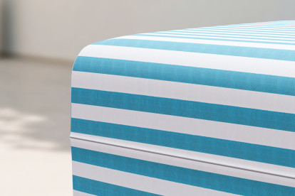 Pouf modulable, mousse écologique et assise ferme  - Tissu extérieur à rayures, blanc et bleu