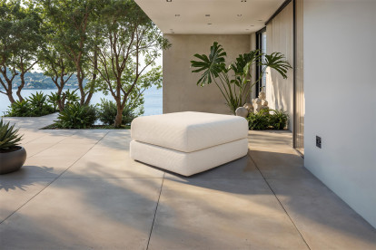 Pouf convertible et modulable, mousse écologique et assise ferme  - Tissu extérieur Beige clair
