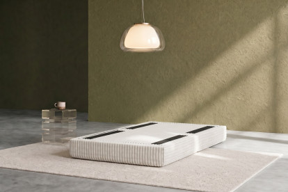 Pouf convertible et modulable, mousse écologique et assise ferme  - Velours côtelé XL Blanc