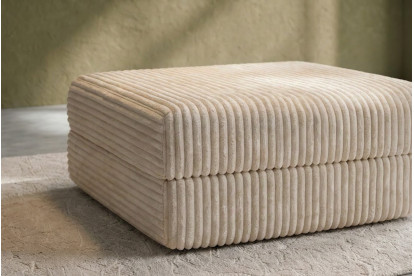 Pouf convertible et modulable, mousse écologique et assise ferme  - Velours côtelé XL Beige