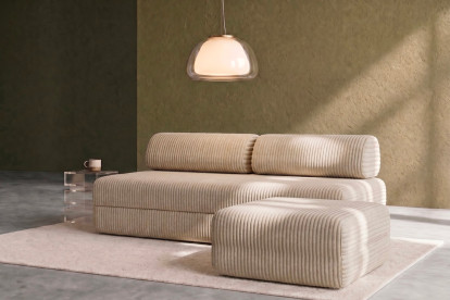 Pouf non convertible et modulable - Velours côtelé XL Beige