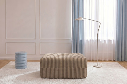 Pouf convertible et modulable, mousse écologique et assise ferme  - Velours côtelé XL Marron