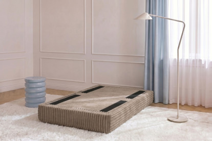 Pouf convertible et modulable, mousse écologique et assise ferme  - Velours côtelé XL Marron