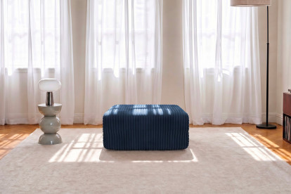 Pouf non convertible et modulable - Velours côtelé XL Bleu