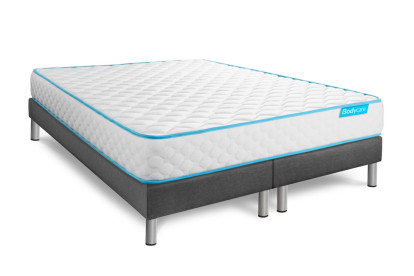 Ensemble Matelas Sommier 200x200 cm - 2 Sommiers Gris - Bodyone