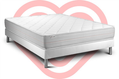 Ensemble Matelas Sommier 140x220 cm - Sommier Blanc (en kit) - Vitalmemo