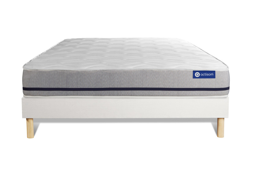 Ensemble Matelas Sommier 140x210 cm - Sommier Blanc (en kit) - Actilatex Soft