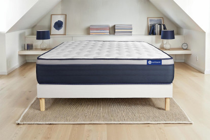 Ensemble Matelas Sommier 150x200 cm - Sommier Blanc (en kit) - Actimemo Max