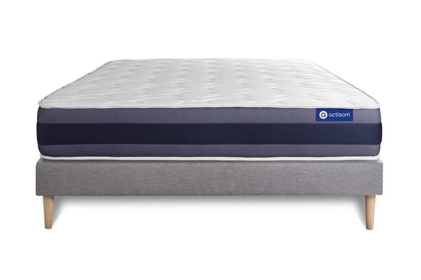 Ensemble Matelas Sommier 120x195 cm - Sommier Gris (en kit) - Actiflex Morpho