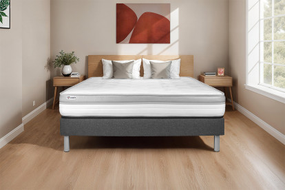 Ensemble Matelas Sommier 130x200 cm - Sommier Gris (en kit) - Vital Relax