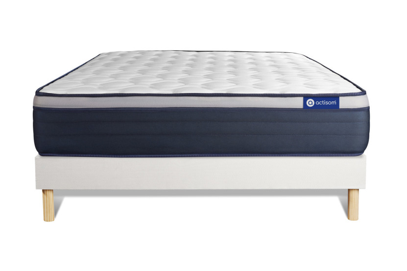 Ensemble Matelas Sommier 180x220 cm - Sommier Blanc (en kit) - Actimemo Max
