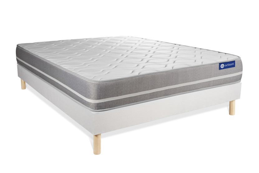 Ensemble Matelas Sommier 150x195 cm - Sommier Blanc (en kit) - Actimemo Touch