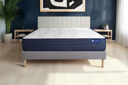 Ensemble Matelas Sommier 150x200 cm - Sommier Gris (en kit) - Actilatex Life
