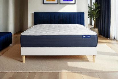 Ensemble Matelas Sommier 120x210 cm - Sommier Blanc (en kit) - Actimemo Sleep