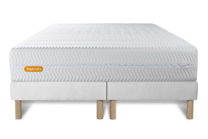 Ensemble Matelas Sommier 200x200 cm - 2 Sommiers Blanc - Memo Bio