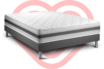 Ensemble Matelas Sommier 150x190 cm - Sommier Gris (en kit) - Vitalspring Recover
