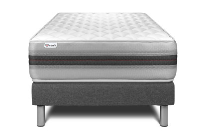 Ensemble Matelas Sommier 120x200 cm - Sommier Gris (en kit) - Vitalmemo Back