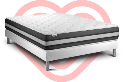 Ensemble Matelas Sommier 150x200 cm - Sommier Blanc (en kit) - Vitalspring Zen