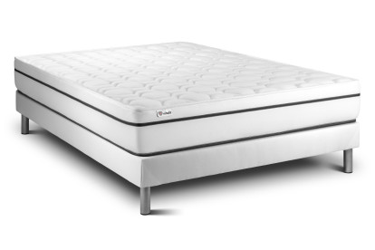 Ensemble Matelas Sommier 135x190 cm - Sommier Blanc (en kit) - Vital Spa